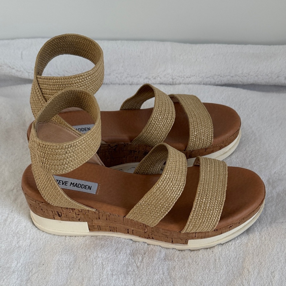 Steve Madden Bandi Espadrille Platform Sandal | Natural Raffia | Size 8.5 - Picture 6 of 16